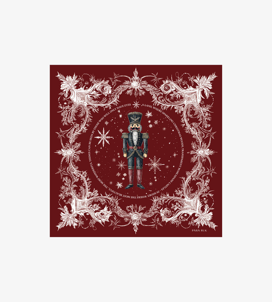 Silk Bandana “The Nutcracker” 55*55 cm Bordo