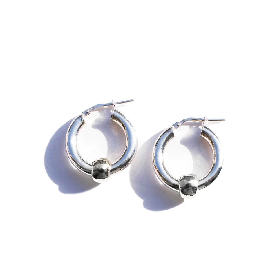Silver hoops 925 With silver beads