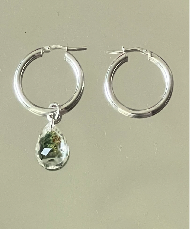 Silver hoops 925 With real flower