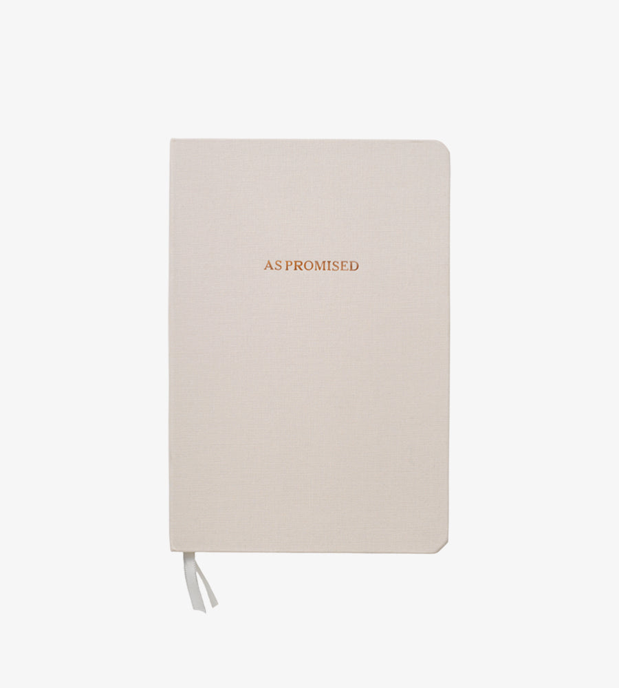 "As Promised" Foil Embossed Linen Notebook - Cream