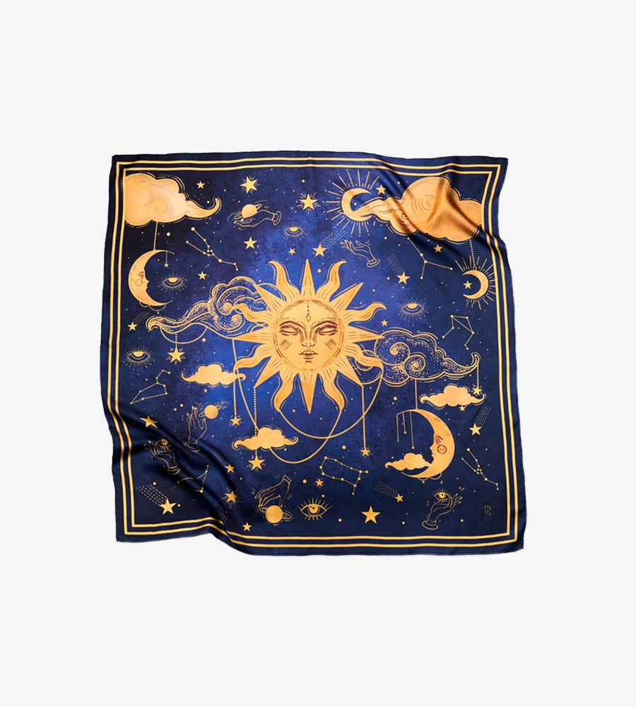 “Age of Aquarius” silk square scarf